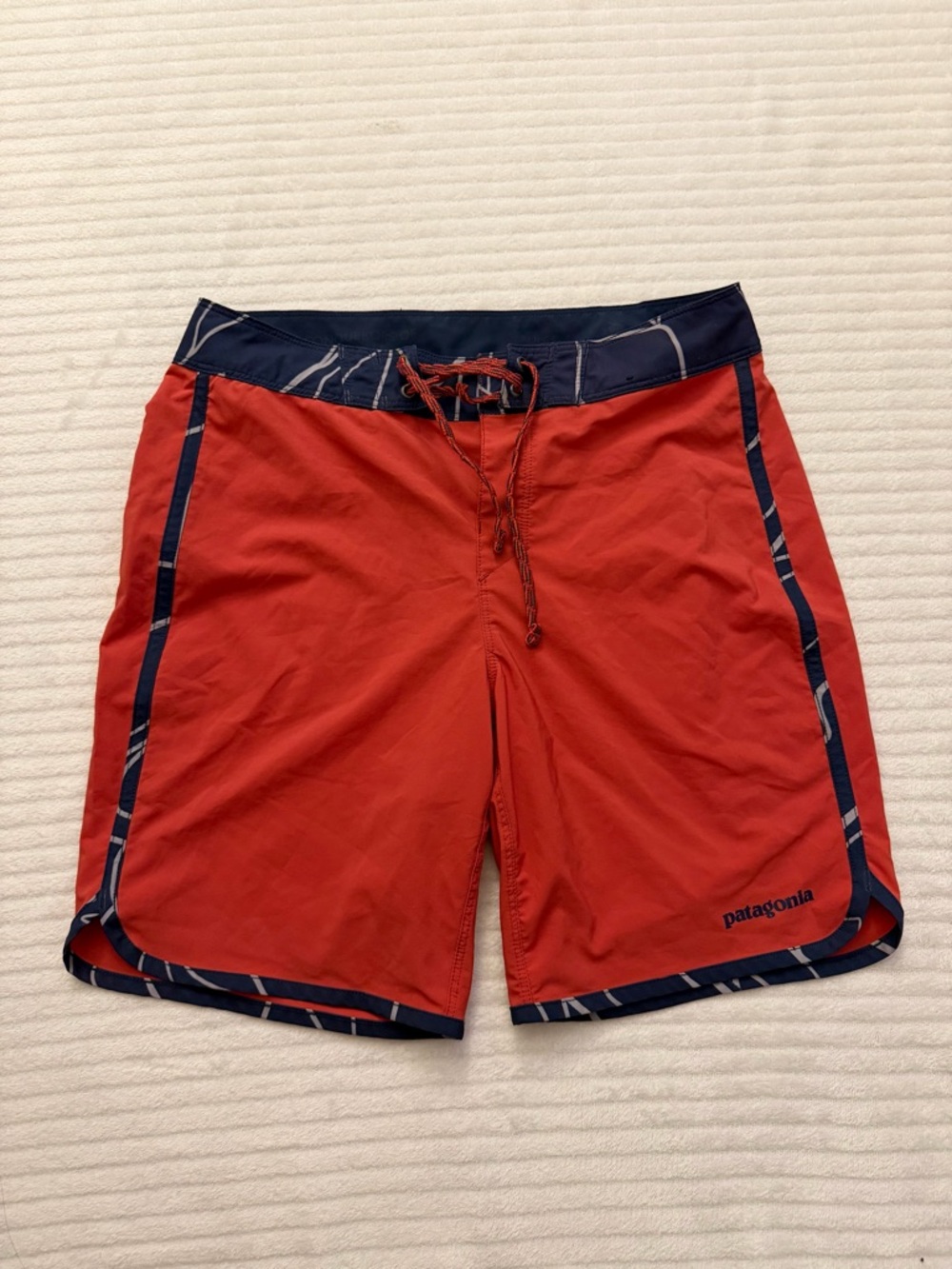 Patagonia Red Board Shorts with Navy Trim